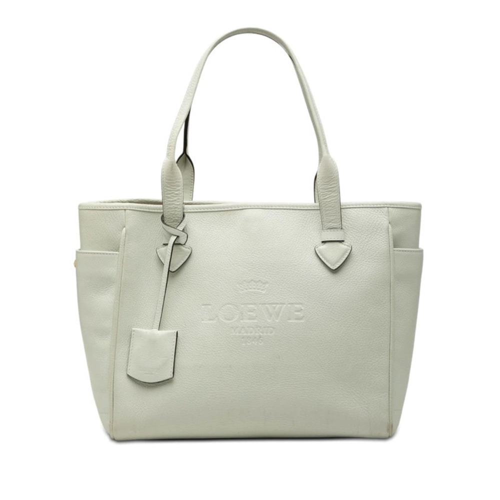 Loewe Heritage Tote Bag Shoulder White Leather